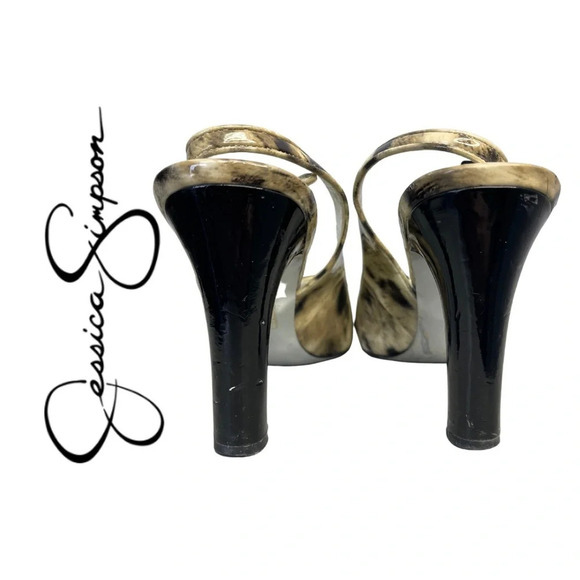 🛍️3/$40 Jessica Simpson Open Toe Sling  Back 
Heels Animal Print Buckle Size 7.5 - Picture 7 of 7